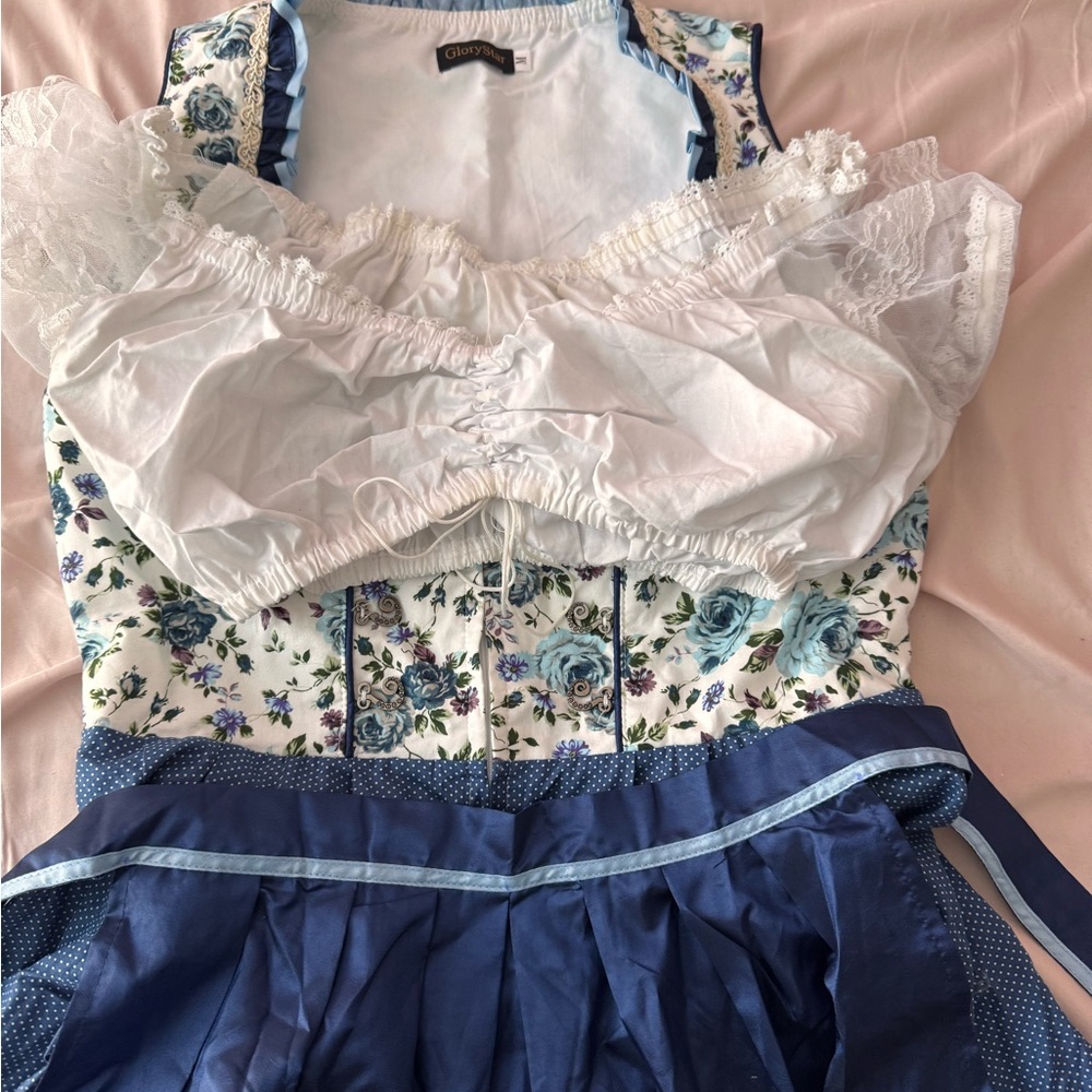 Floral Blue and White Dirndl dress